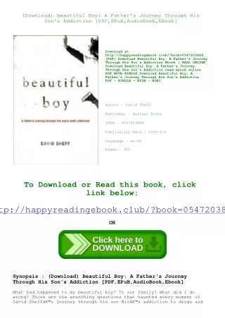 (Download) Beautiful Boy A Father's Journey Through His Son's Addiction [PDF EPu