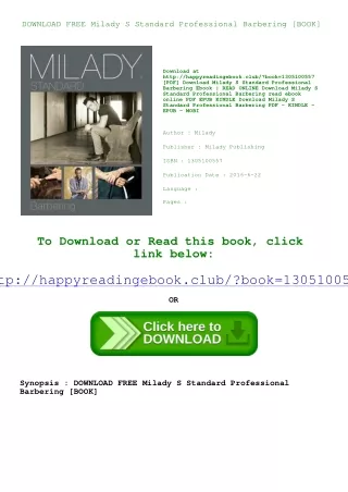 DOWNLOAD FREE Milady S Standard Professional Barbering [BOOK]