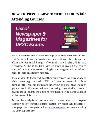how to pass a government exam while attending