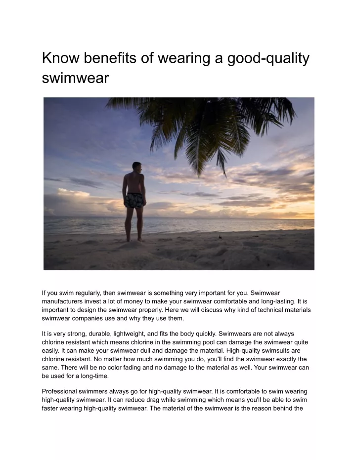 know benefits of wearing a good quality swimwear