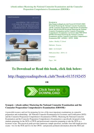 (ebook online) Mastering the National Counselor Examination and the Counselor Pr