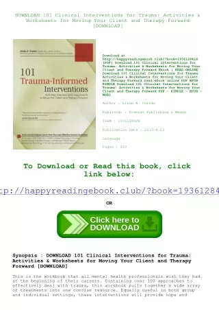 DOWNLOAD 101 Clinical Interventions for Trauma Activities &amp; Worksheets for M