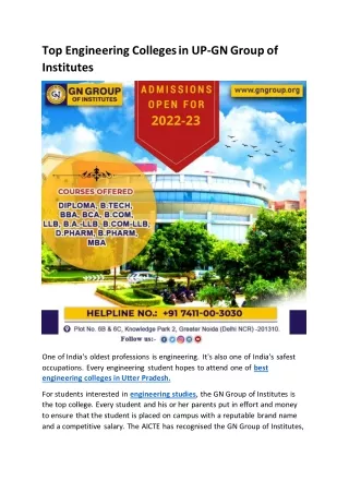 Top Engineering Colleges in UP
