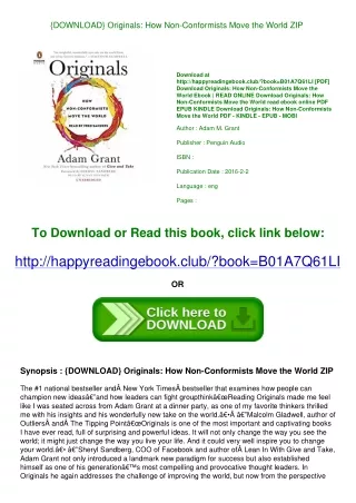 {DOWNLOAD} Originals How Non-Conformists Move the World ZIP