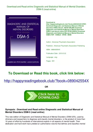 Download and Read online Diagnostic and Statistical Manual of Mental Disorders D