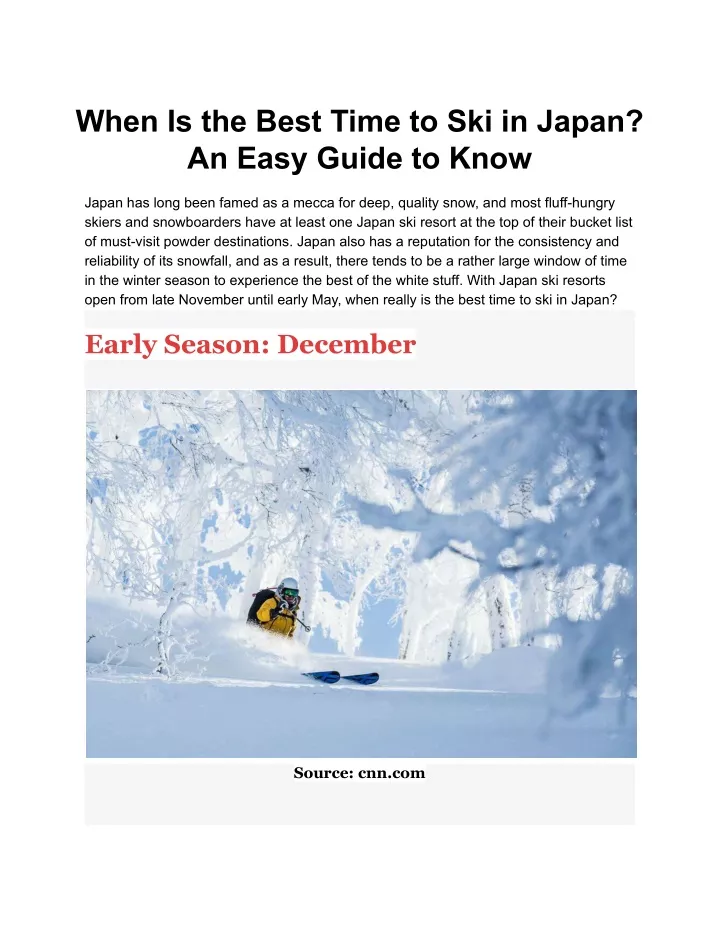 when is the best time to ski in japan an easy