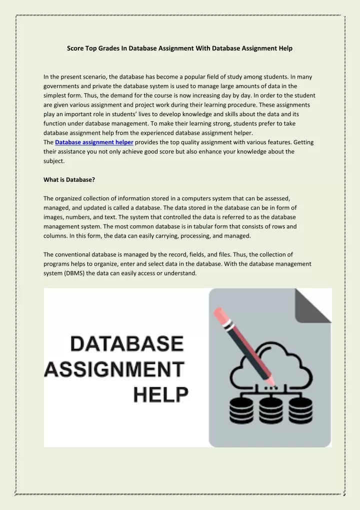 score top grades in database assignment with