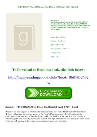 [PDF] DOWNLOAD READ The Denial of Death { PDF } Ebook