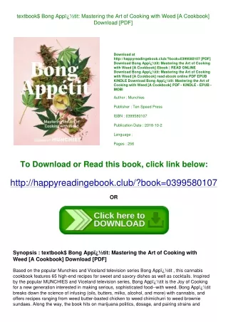 textbook$ Bong Appï¿½tit Mastering the Art of Cooking with Weed [A Cookbook] Dow