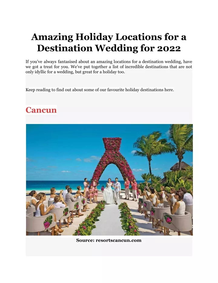 amazing holiday locations for a destination