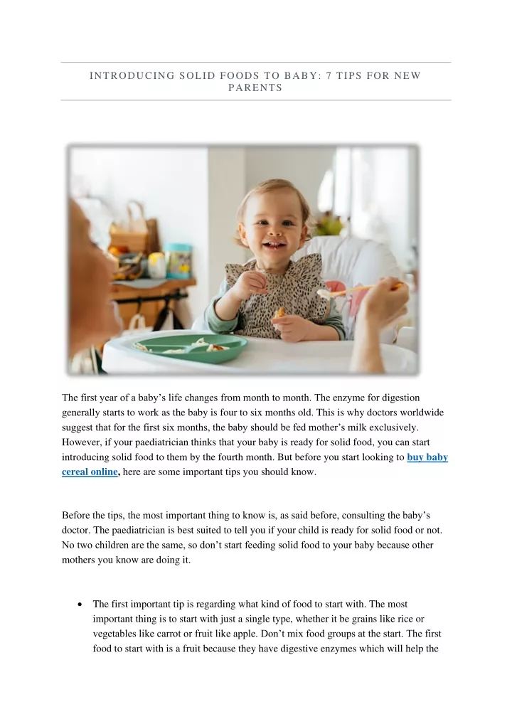 introducing solid foods to baby 7 tips