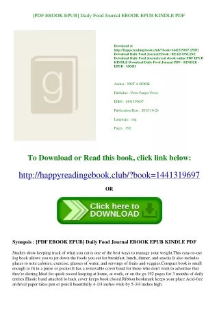 [PDF EBOOK EPUB] Daily Food Journal EBOOK EPUB KINDLE PDF