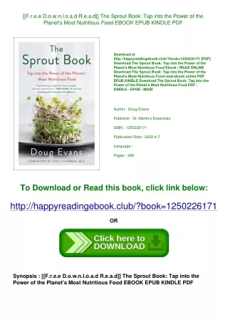 [[F.r.e.e D.o.w.n.l.o.a.d R.e.a.d]] The Sprout Book Tap into the Power of the Pl