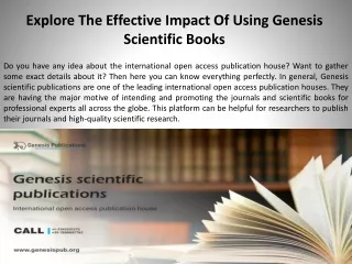 Explore The Effective Impact Of Using Genesis Scientific Books