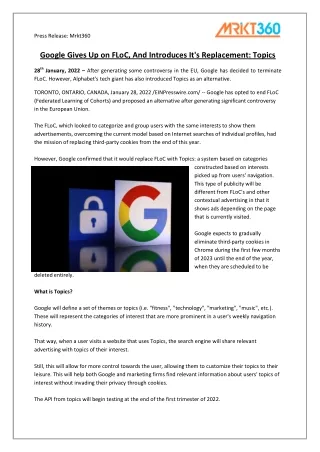 press release mrkt360