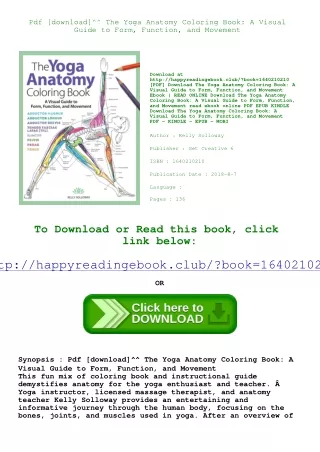 Pdf [download]^^ The Yoga Anatomy Coloring Book A Visual Guide to Form  Function