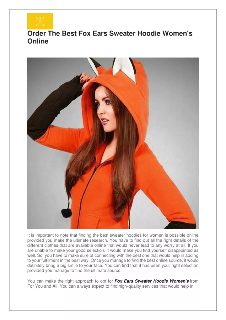 order the best fox ears sweater hoodie women