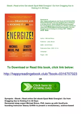 Ebook  Read online Get ebook Epub Mobi Energize! Go from Dragging Ass to Kicking