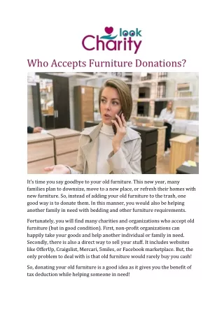 Accepts Furniture Donations