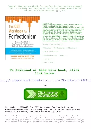 {EBOOK} The CBT Workbook for Perfectionism Evidence-Based Skills to Help You Let