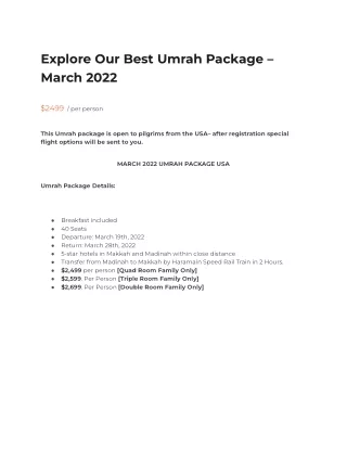 explore our best umrah package march 2022