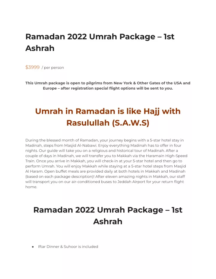 ramadan 2022 umrah package 1st ashrah