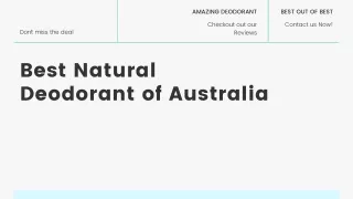 Natural Deodorant Australia