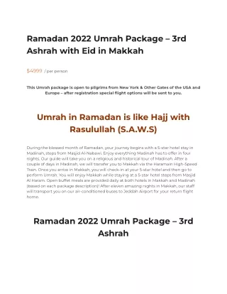 ramadan 2022 umrah package 3rd ashrah with