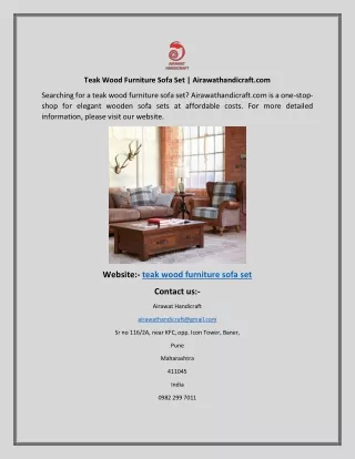 Teak Wood Furniture Sofa Set Airawathandicraft