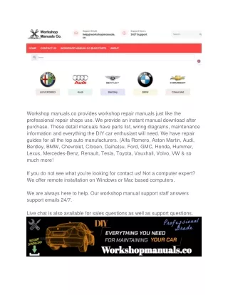 workshop manuals co provides workshop repair