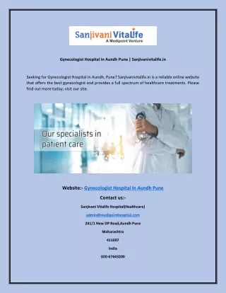 Gynecologist Hospital In Aundh Pune Sanjivanivitalife.in