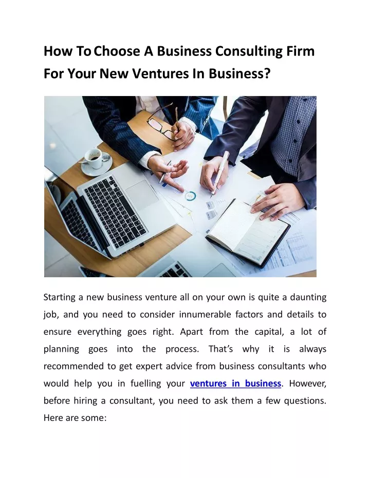 how to choose a business consulting firm for your new ventures in business