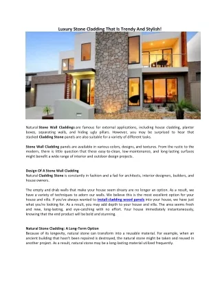 Luxury Stone Cladding That Is Trendy And Stylish