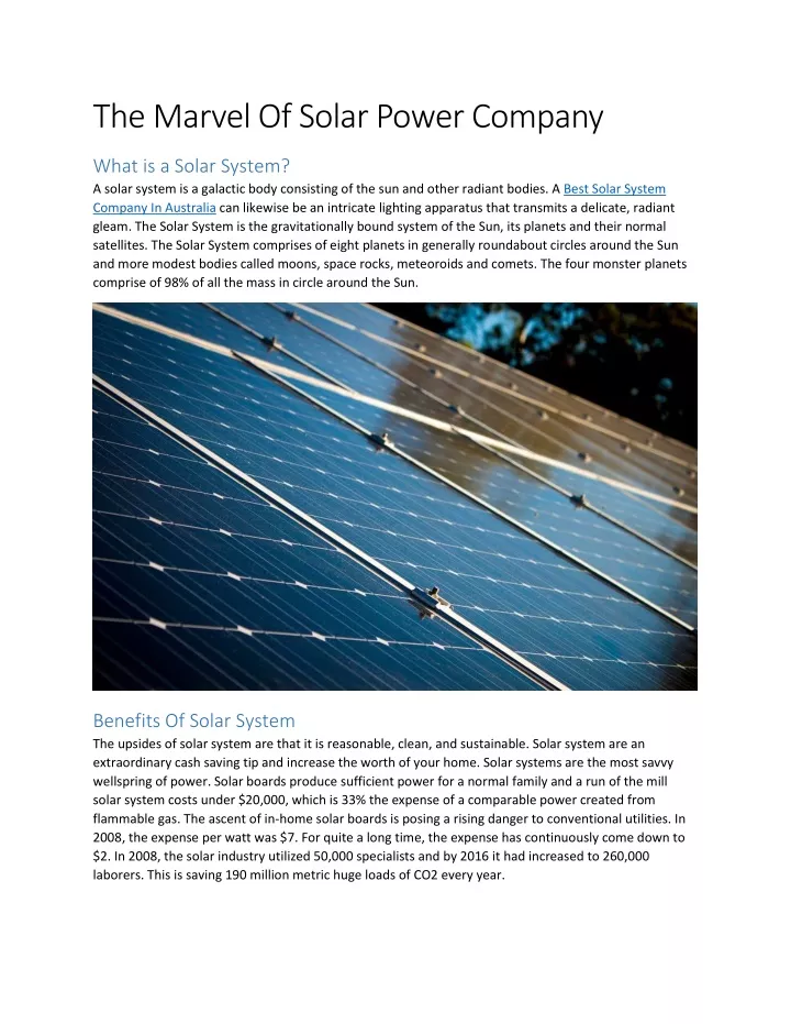 the marvel of solar power company
