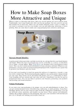 how to make soap boxes more attractive and unique