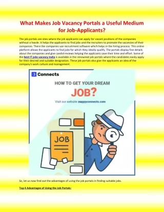 What Makes Job Vacancy Portals a Useful Medium for Job-Applicants