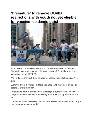 premature to remove covid restrictions with youth