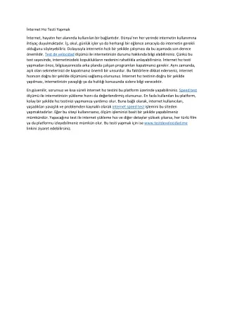 nternet h z testi yapmak