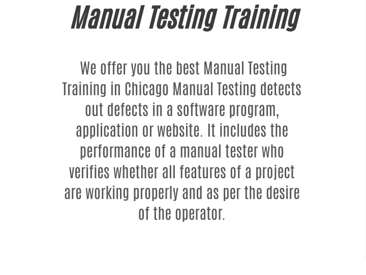 manual testing training