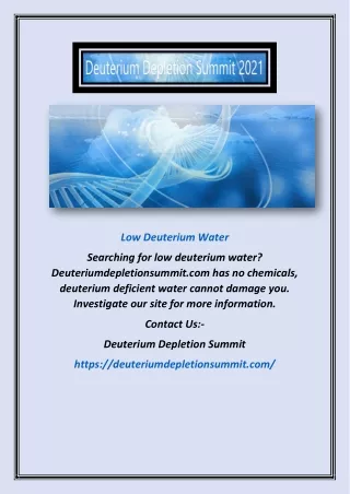bLow Deuterium Water | Deuteriumdepletionsummit.com