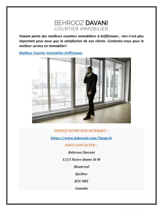 Meilleur Courtier immobilier à Griffintown  Behrooz Davani