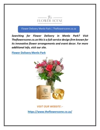 Flower Delivery Menlo Park  Theflowerscene.co.za
