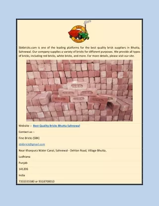 Best Quality Bricks Bhutta Sahnewal | Sbkbricks.com