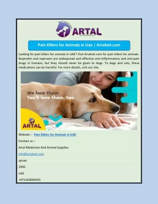 Pain Killers for Animals in Uae | Artalvet.com