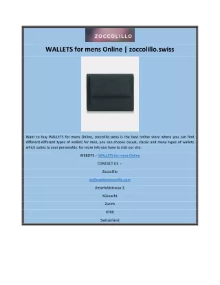 WALLETS for mens Online | zoccolillo.swiss
