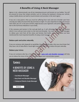 4 benefits of using a neck massager