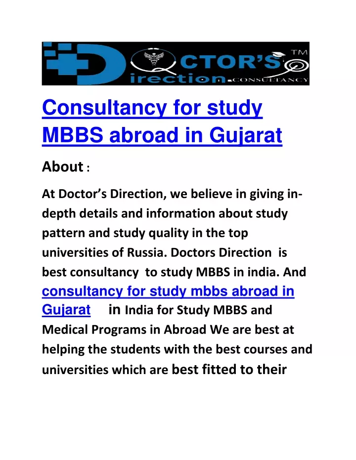 mbbs abroad in gujarat about