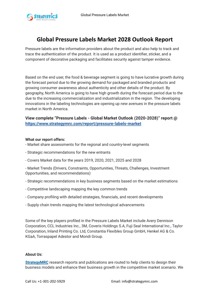 global pressure labels market