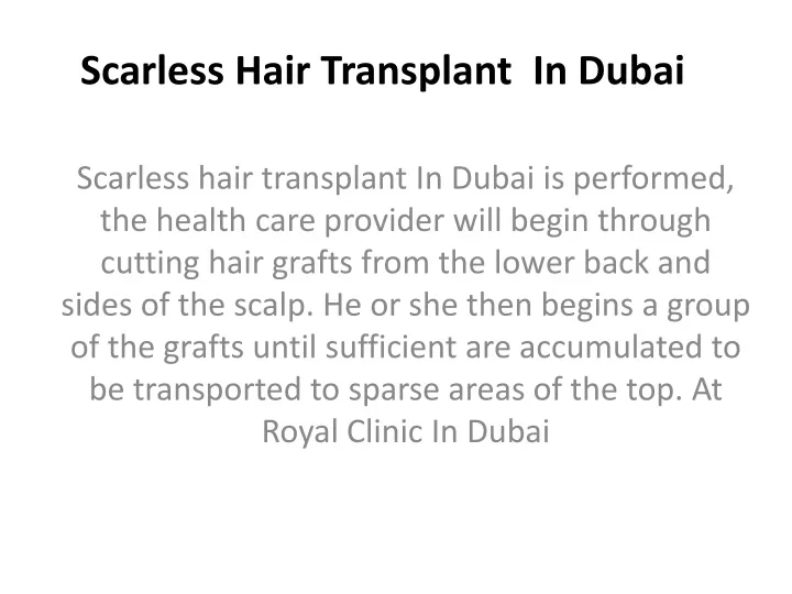 scarless hair transplant in dubai