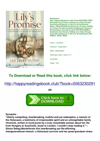 <(DOWNLOAD E.B.O.O.K.^) Lily's Promise Holding on to Hope Through Auschwitz and